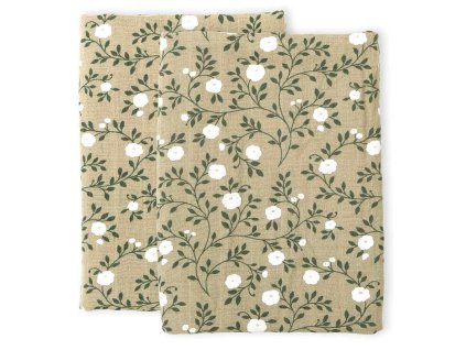MUBLGR05 LR 1 Muslin cloth set of 2 blossom dark sage