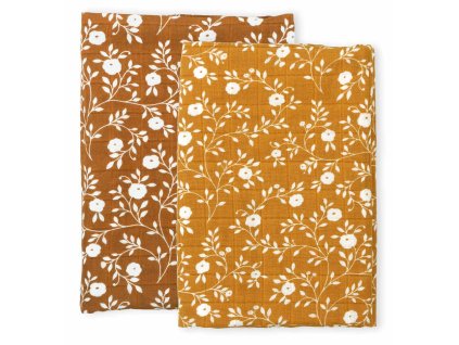 MUBLCA06 LR 1 Muslin cloth set of 2 blossom caramel