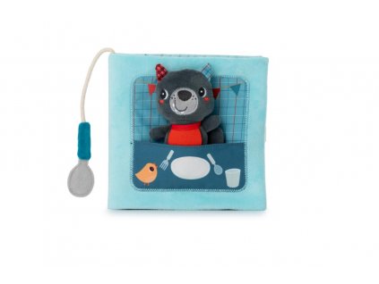 Lilliputiens - textilná knižka s prstovou bábkou - vlk Ľudovít sa učí jesť