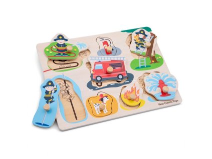 Drevené vkladacie puzzle - hasiči - 8 ks