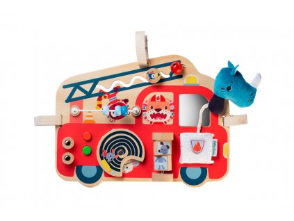 Lilliputiens - drevený panel s aktivitami - hasičské vozidlo