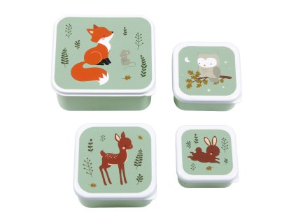 SBSEFF45 LR 1 Lunch & snack box set Forest friends sage