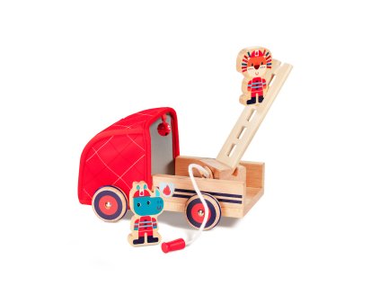 Lilliputiens - drevené hasičské vozidlo a nosorožec Marius