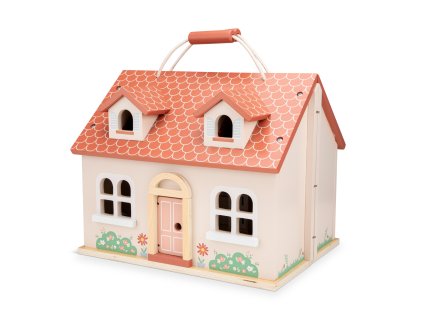 Rozkladací drevený dom pre bábiky s nábytkom