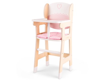 Drevená jedálenská stolička pre bábiky s vankúšikom