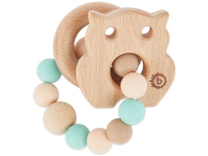 Bieco - Silikónové hryzadielko s drevenou sovou