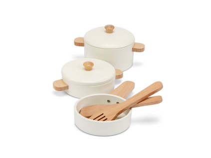 Súprava detského dreveného riadu – biela