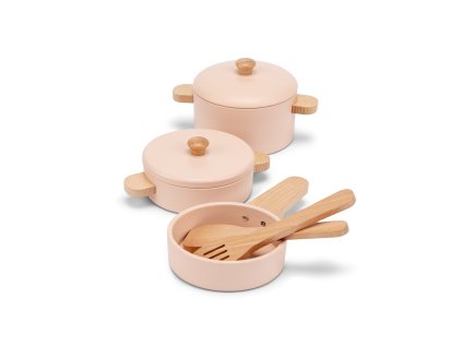 Súprava detského dreveného riadu - ružová