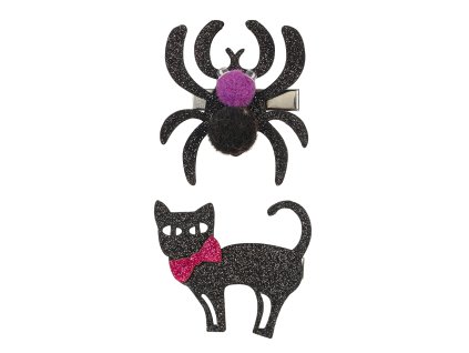 Souza! – Sponky do vlasov Sybil – halloweenska mačka a pavúk – 2 ks