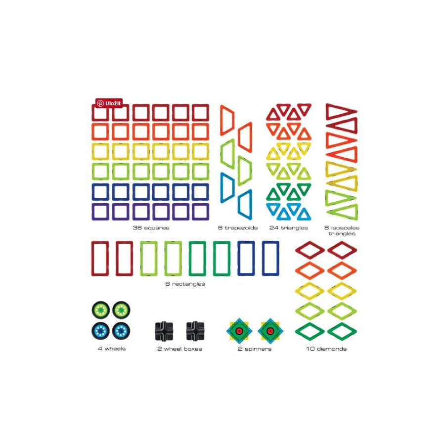 Geosmart, Magnetická stavebnica Educational Set, 100 ks