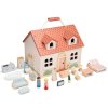 Rozkladací drevený dom pre bábiky s nábytkom