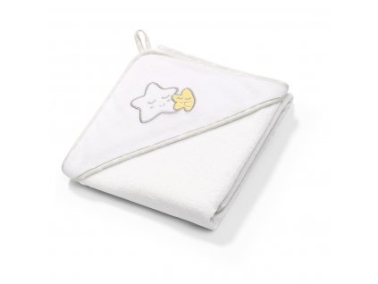 Babyono Froté osuška s kapucňou biela hviezdička 76x76 cm
