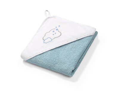 Babyono Froté osuška s kapucňou modrá obláčik 76x76 cm