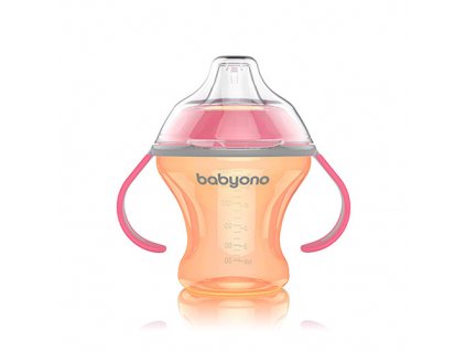 Babyono - Hrnček netečúci s mäkkým náustkom NATURAL NURSING 180 ml Oranžový