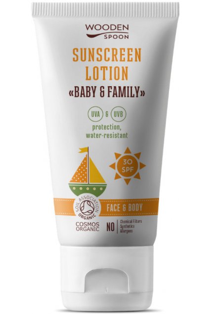 29526 woodenspoon opalovaci telove mleko v tube baby family spf30 150 ml