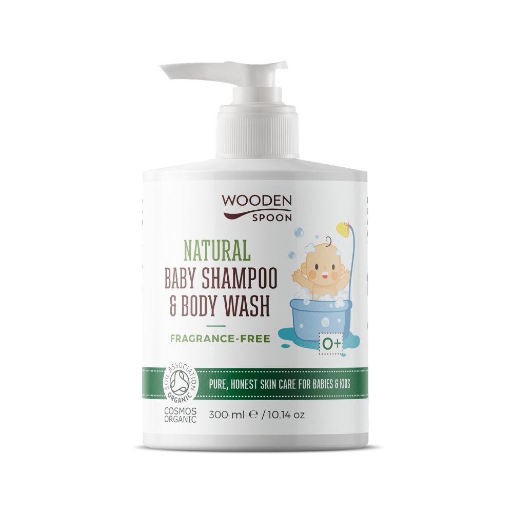 WoodenSpoon Dětský sprchový gel a šampon na vlasy 2v1 bez parfumace BIO 300 ml