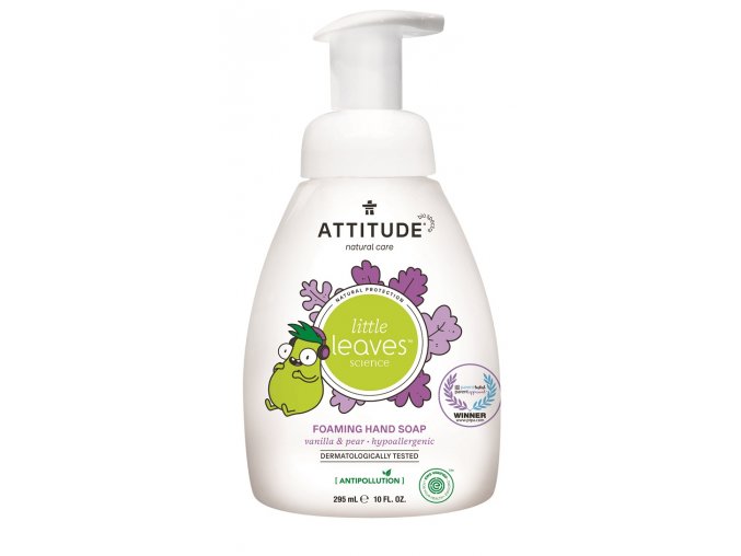 Dětské pěnivé mýdlo na ruce ATTITUDE Little leaves s vůní vanilky a hrušky 295 ml