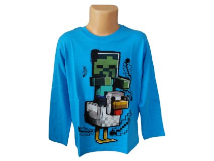 Tričko MINECRAFT dl.rukáv chlapecké modré (Barva Modrá, Velikost 152)
