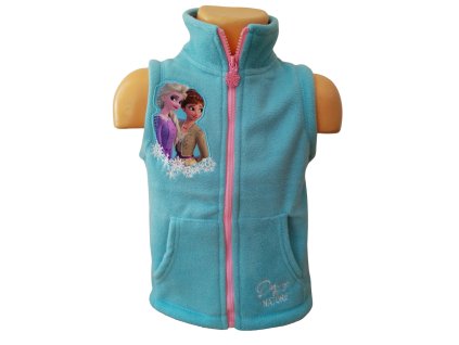 Vesta FROZEN ANNA A ELSA fleece modrá (Barva Modrá, Velikost 8/134)