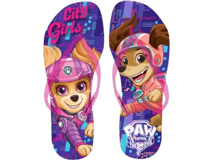 Žabky TLAPKOVÁ PATROLA CITY GIRLS dívčí fialové (Barva Fialová, Velikost 26/27)