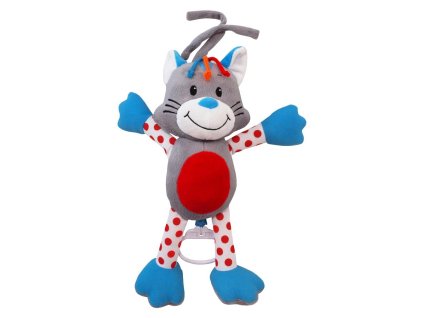 Dětská plyšová hračka s hracím strojkem Baby Mix kočička (Barva Šedá)
