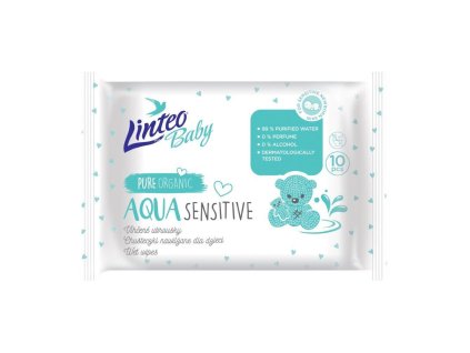 Dětské vlhčené ubrousky Linteo Baby AQUA SENSITIVE 10 ks (Barva Dle obrázku)