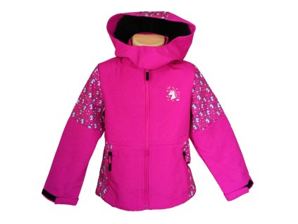 Dívčí SOFTSHELL BUNDA s koníky růžová