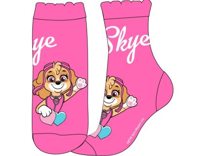 Dívčí ponožky TLAPKOVÁ PATROLA SKYE single růžové (Barva Růžová, Velikost 23/26)