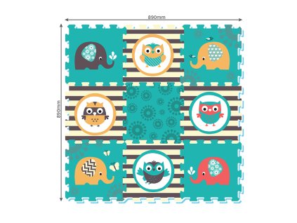 65628 bloky mekke sova a slon 9 ks 32x32 cm