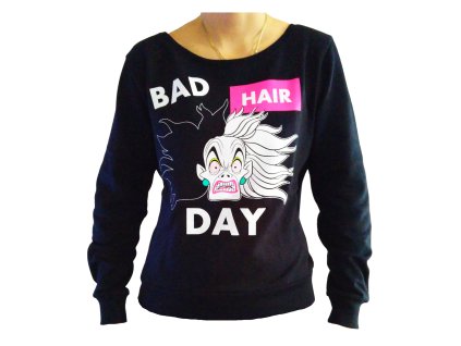 Dámská mikina 101 DALMATINŮ CRUELLA černá (Barva Černá, Velikost XL)