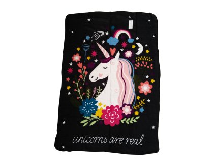 63718 deka unicorn jednorozec cerna 100x140