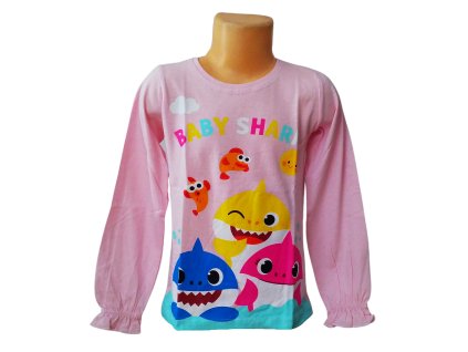 Dívčí tričko BABY SHARK dlouhý rukáv růžové