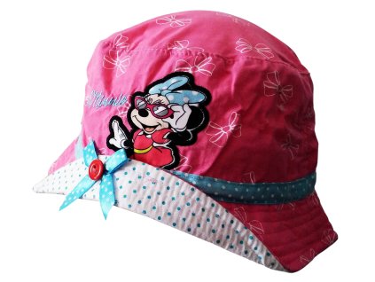 Klobouk MINNIE mašle a puntíky (Barva Růžová, Velikost pokrývek hlavy 54)