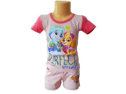 Letní set TLAPKOVÁ PATROLA dívčí růžový světlý (Barva Růžová světlá, Velikost 98)