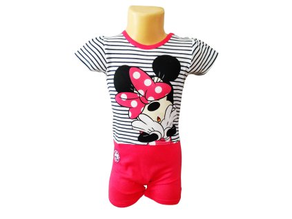 Overal MINNIE letní s proužky růžový (Barva Růžová, Velikost 62)