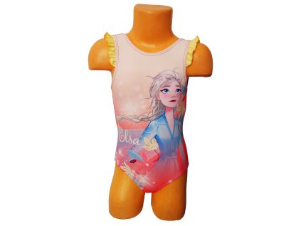 Plavky FROZEN ELSA dívčí jednodílné růžovožluté (Barva Růžová, Velikost 128)