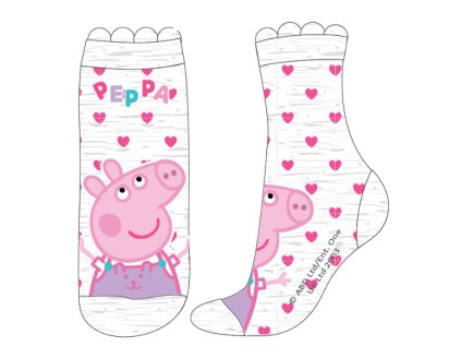 Ponožky PEPPA PIG dívčí single se srdíčky šedé (Barva Šedá se srdíčky, Velikost 23/26)