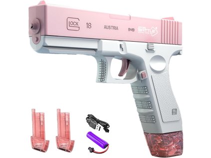 Automatická vodní pistole Spray se zásobníky růžová
