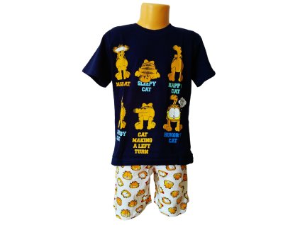 Pyžamo GARFIELD krátké chlapecké modrébílé (Barva Modrá, Velikost 134)