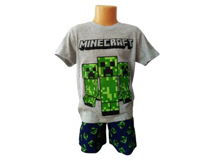 Pyžamo MINECRAFT šedé krátké chlapecké (Barva Šedá, Velikost 116)
