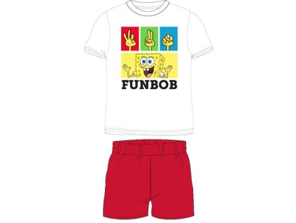Chlapecké pyžamo SPONGEBOB krátké bíločervené