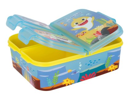 Dětský svačinový box BABY SHARK 3 přihrádky žlutomodrý