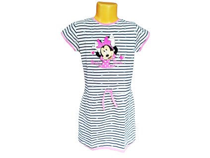 Šaty MINNIE se srdíčky bílé s modrými proužky (Barva Bílá, Velikost 104)