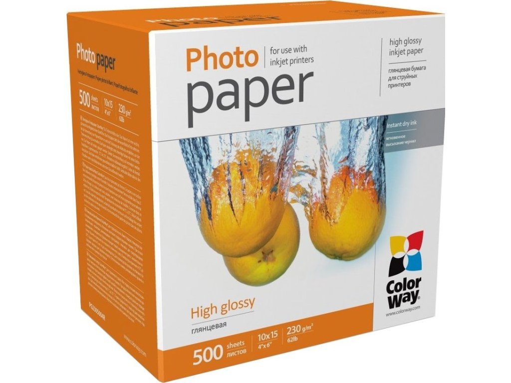 Colorway fotopapír lesklý 230g/m2/ 10x15/ 500 listů