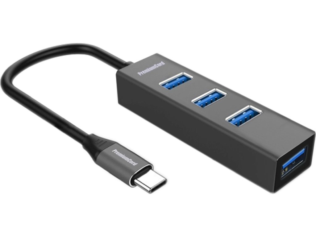 PremiumCord 5G USB Hub Type C na 4x USB 3.2 Gen 1
