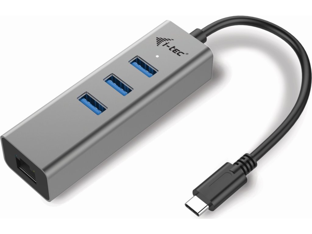 i-tec USB HUB METAL/ 3 porty/ USB 3.0/ USB 3.1 Type C na Gigabit Ethernet adaptér (RJ45)