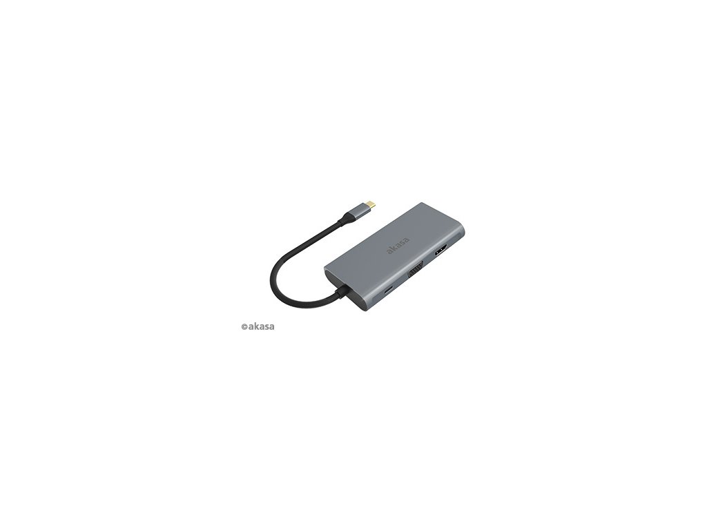 AKASA dokovací stanice 9v1 USB 3.1 Type-C /  1x USB 3.1 Type-C / 3x USB Type-A / 1x HDMI / 1x SD / 1x GLAN / 1x D-Sub