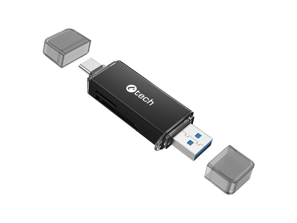 Čtečka karet C-tech UCR-02-AL, USB 3.0 TYPE A/ TYPE C, SD/micro SD