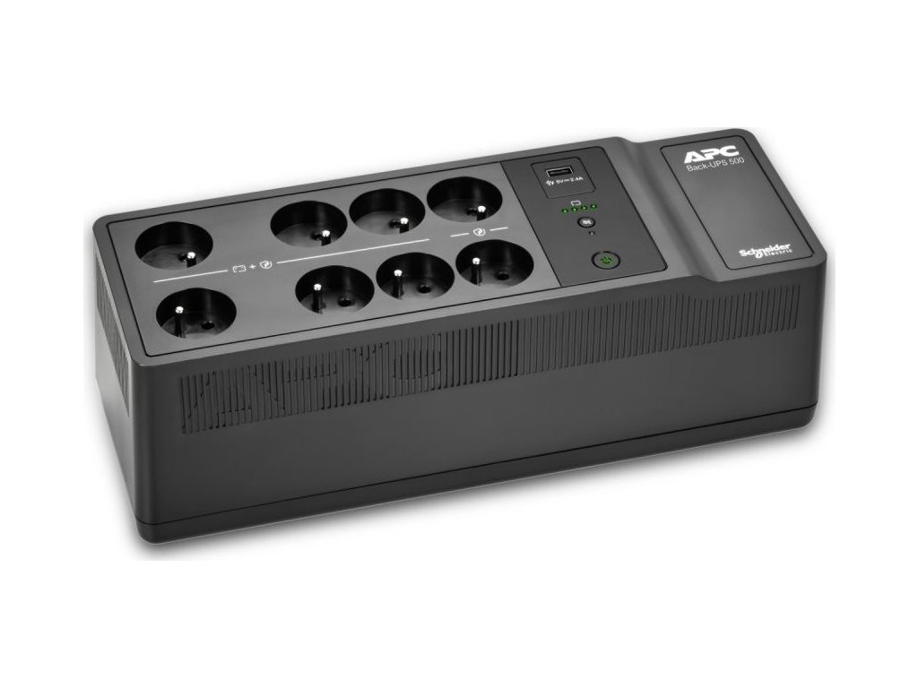 APC Back-UPS, 500VA/300W, Floor/Wall Mount/ 230V/ 8x česká zásuvka/ USB Type A Port/ User Replaceable Battery