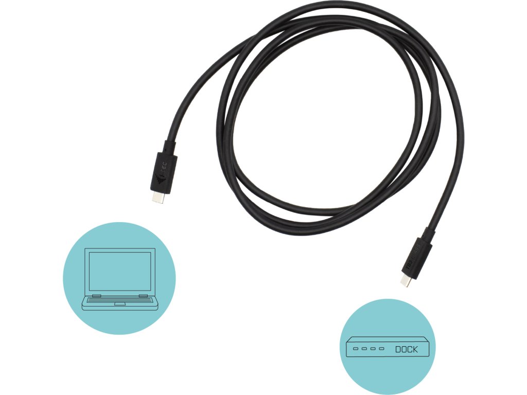 i-tec propojovací kabel Thunderbolt 3 – 40 Gbps, 100W Power Delivery, USB 3.1 (Type-C) Compatible, 1,5m